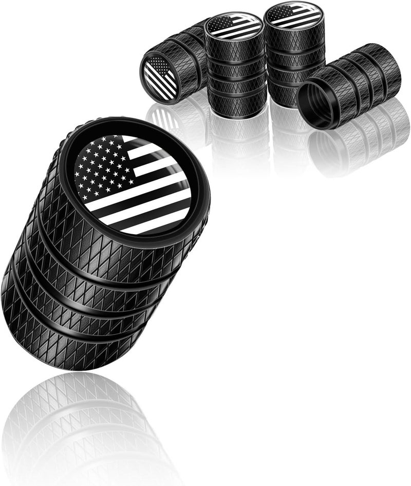 Eaglewireless 4+1 Pack Tire Valve Stem Caps Leakproof Aluminum Tire Valve Caps with Rubber O-Rings Compatible with for Tesla Model 3, S, X, Y (US Flag) - Image 1